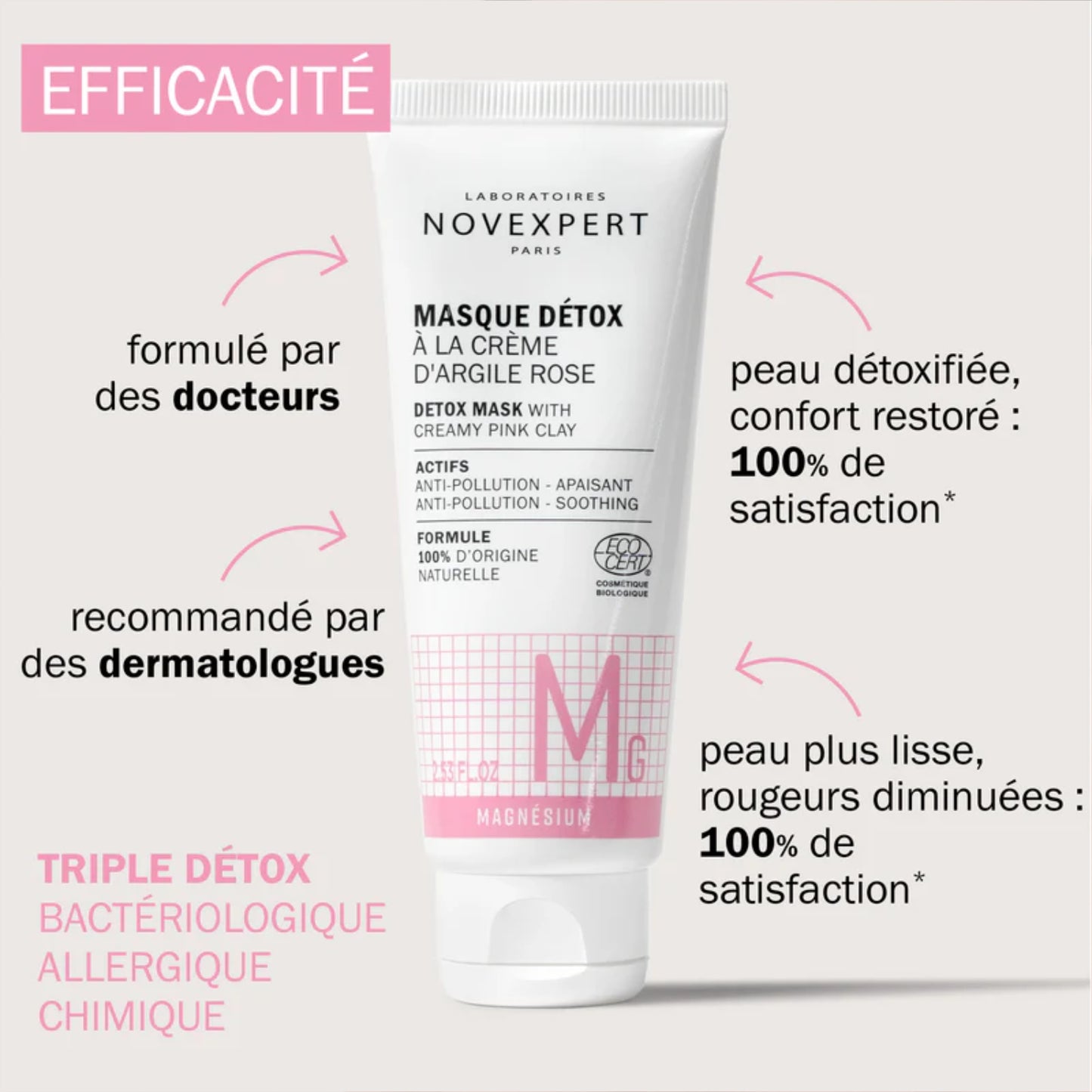 MASQUE DÉTOX À LA CRÈME D'ARGILE ROSE